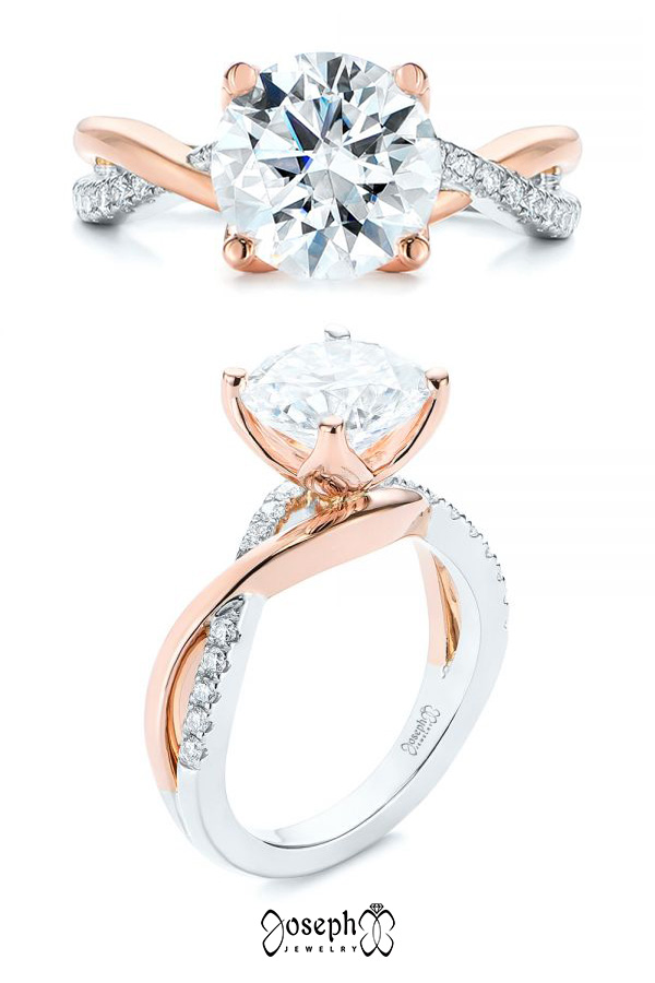 Floral Two-tone Moissanite And Diamond Engagement Ring