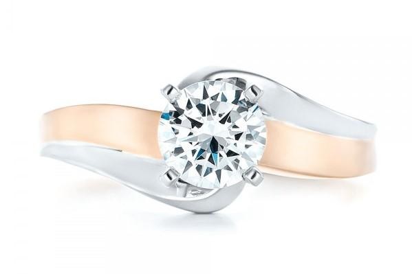 Custom Two-tone Wrap Diamond Engagement Ring