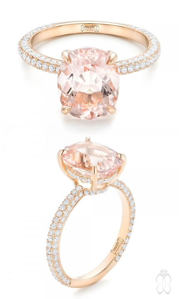 Custom Morganite and Pave Diamond Engagement Ring