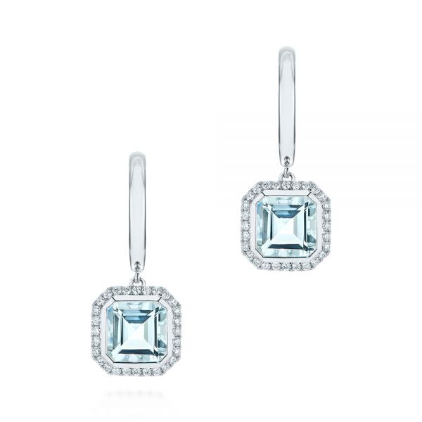 Aquamarine and Diamond Huggies - Image