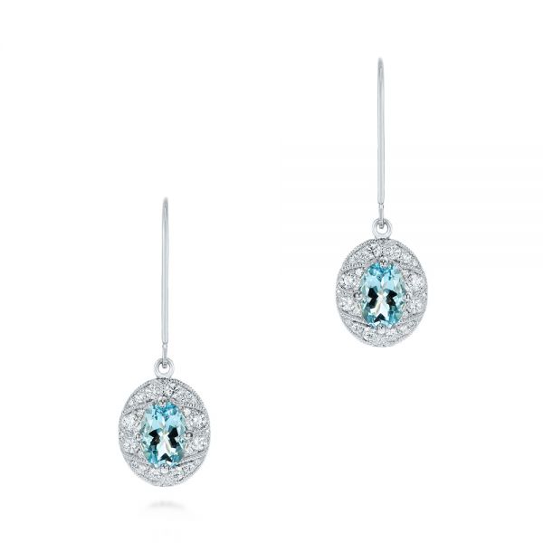 Aquamarine and Diamond Vintage-inspired Earrings - Image