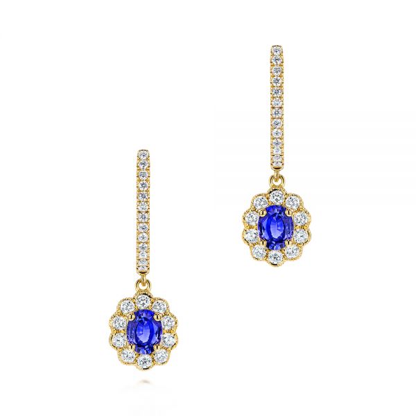 Blue Sapphire and Diamond Earrings - Image