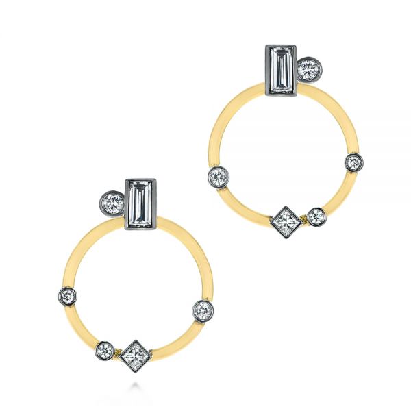 Custom Diamond Studs With Two-Tone Diamond Hoops - Image