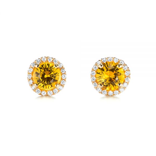Custom Yellow Sapphire and Diamond Stud Earrings - Image