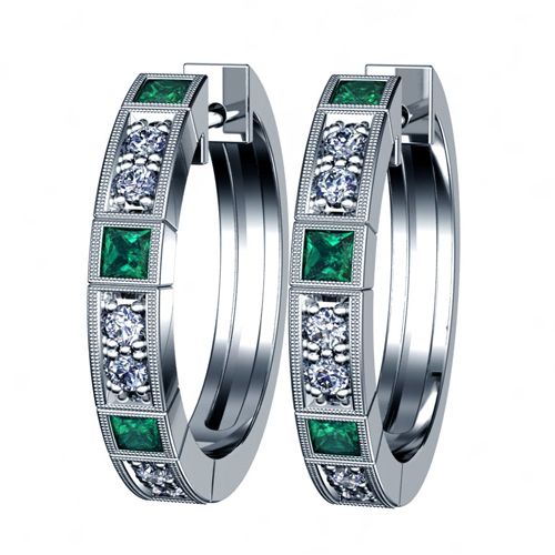 Emerald and Diamond Earrings - Image