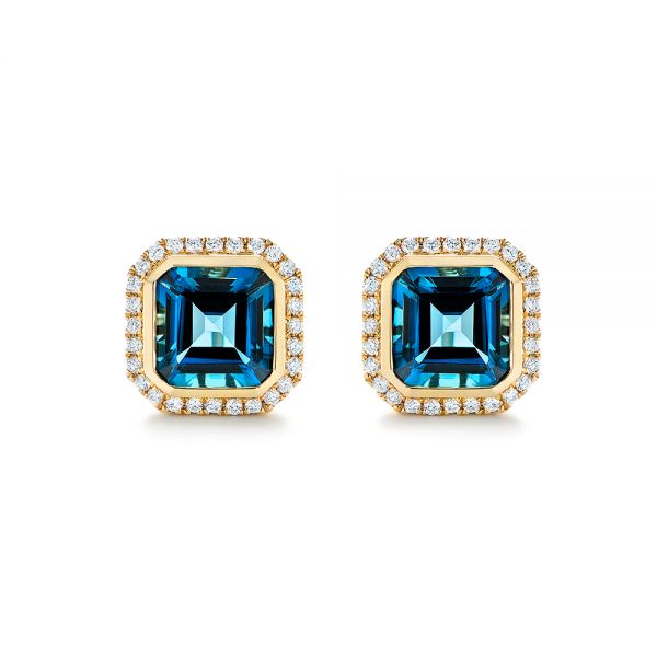 London Blue Topaz and Diamond Stud Earrings - Image