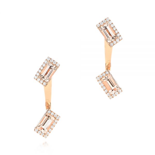 Peek-a-boo Stud Earrings with Diamonds and Morganite - Image