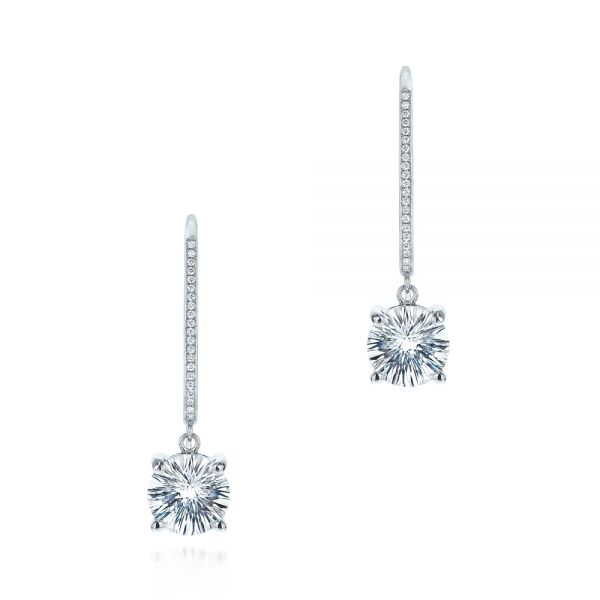 White Topaz and Diamond Earrings - Image