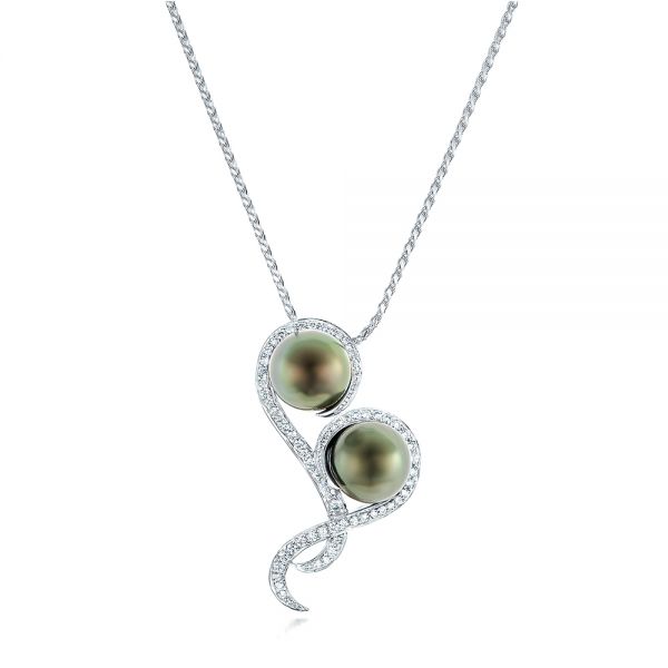 Custom Tahitian Pearl and Diamond Pendant - Image