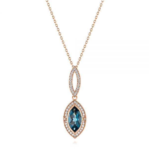 Marquise London Blue Topaz and Diamond Pendant - Image