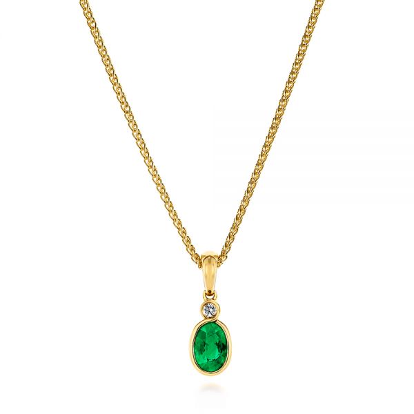 Oval Emerald and Diamond Pendant - Image