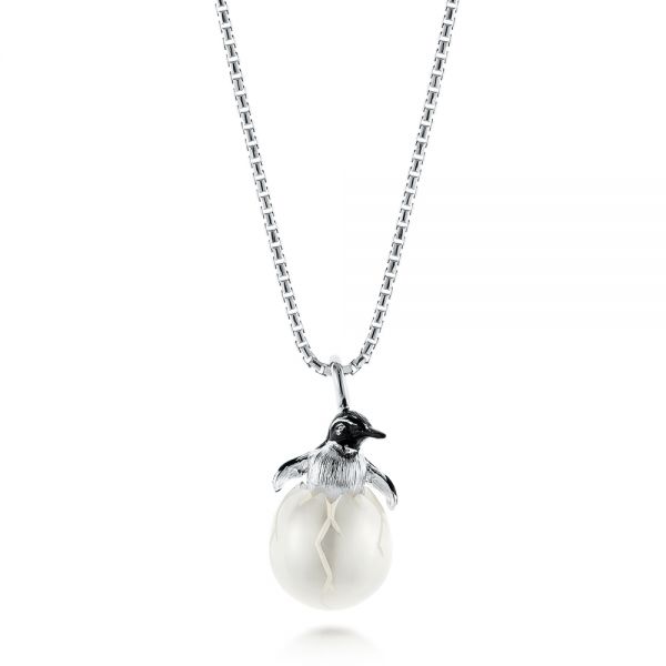 Penguin Carved Fresh Water Pearl Pendant - Image