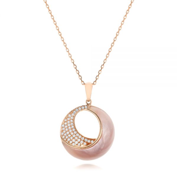 Pink Mother of Pearl and Diamond Venus Twist Pendant - Image
