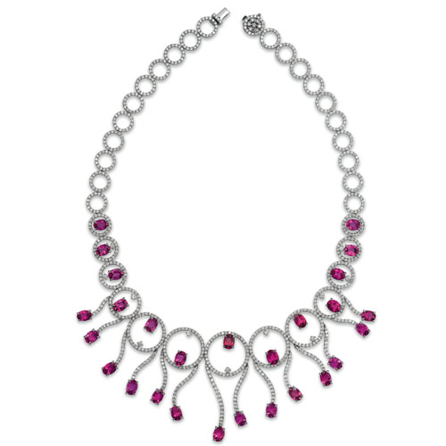 Rubellite and Diamond Necklace - Vanna K - Image