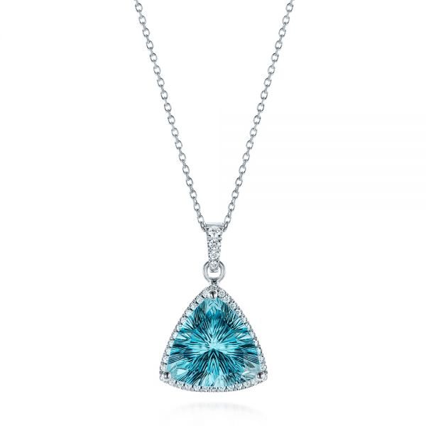 Trillion Blue Topaz and Diamond Pendant - Image