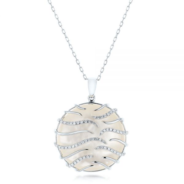 White Mother of Pearl and Diamonds Luna Pendant - Image