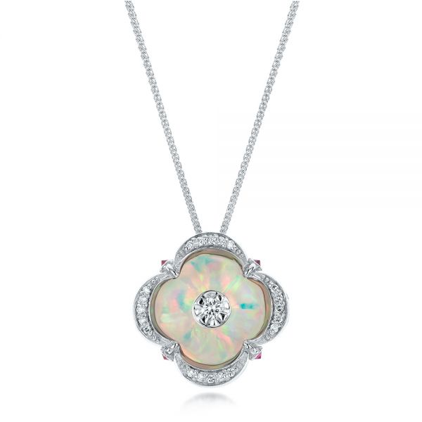 White Opal and Diamond Pendant - Image