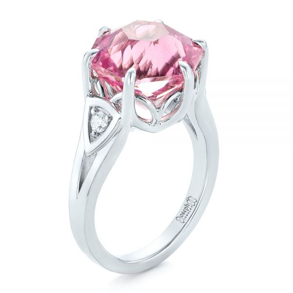 Custom Pink Tourmaline and Diamond Anniversary Ring - Image