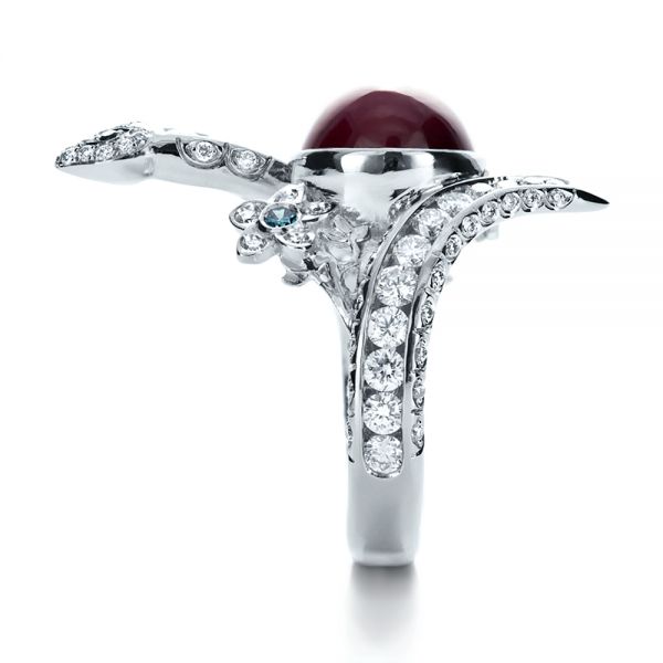 Platinum Custom Ruby And Diamond Snake Ring - Side View -  1139