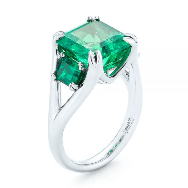 Custom Three Stone Emerald Fashion Ring - Image