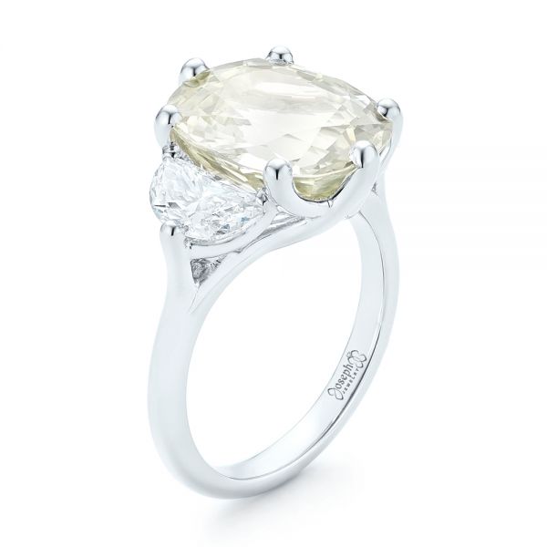 Custom Three Stone White Sapphire and Diamond Fashion Ring - Image