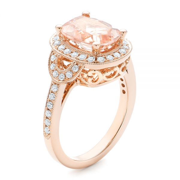 Morganite and Diamond Halo Fashion Ring - Image