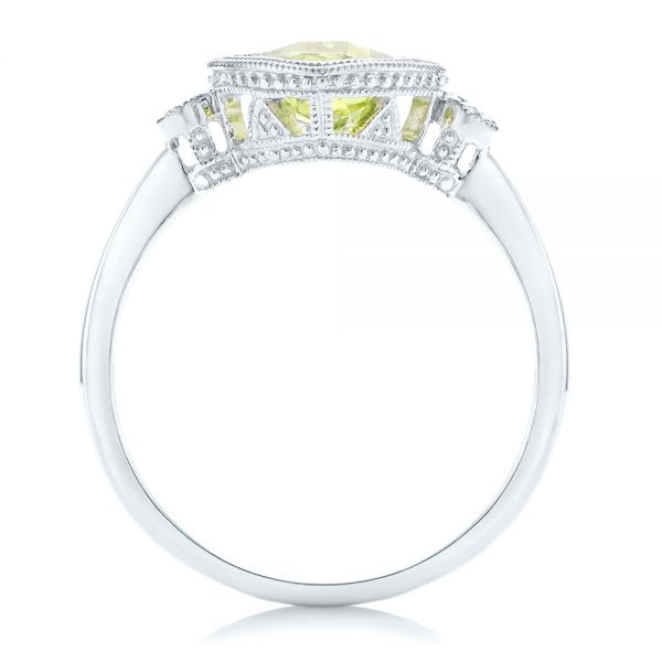 14k White Gold Peridot And Diamond Ring - Front View -  102637