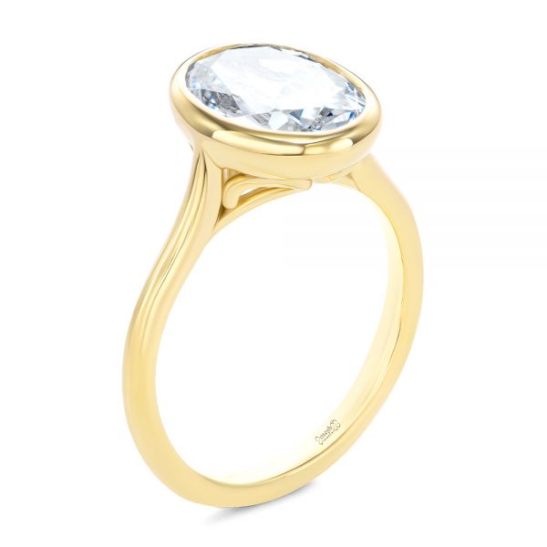 Bezel Set Oval Solitaire Engagement Ring - Image