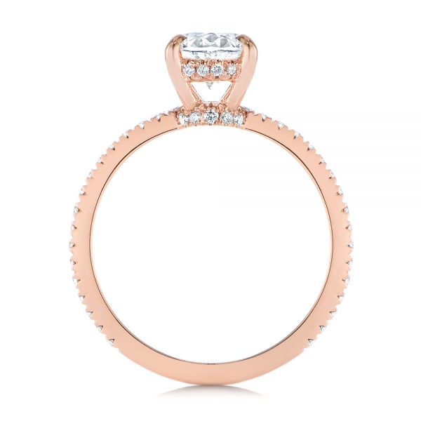 14k Rose Gold Classic Oval Diamond Engagement Ring - Front View -  105741