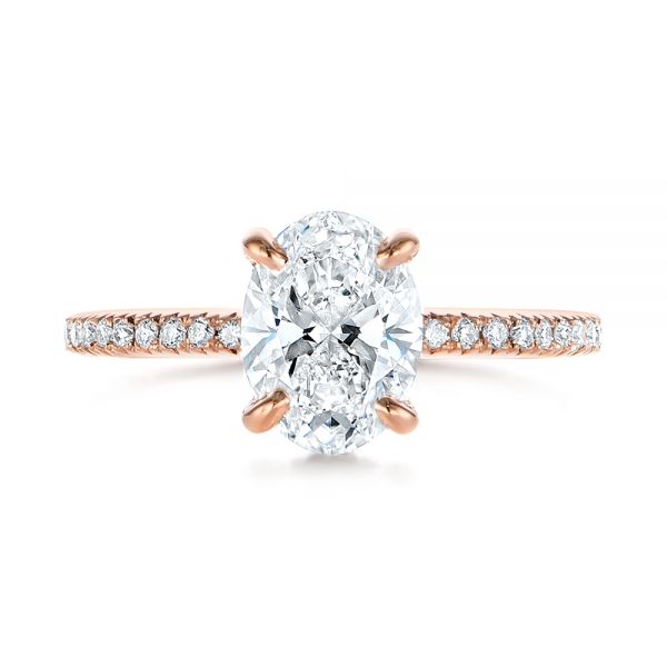 14k Rose Gold Classic Oval Diamond Engagement Ring - Top View -  105741