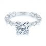 18k White Gold Claw Prong Classic Diamond Engagement Ring - Flat View -  105816 - Thumbnail