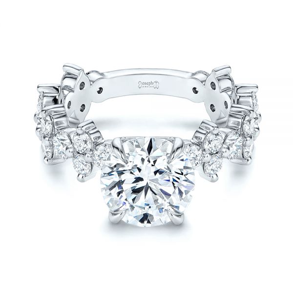  Platinum Cluster Diamond Engagement Ring - Flat View -  106270 - Thumbnail