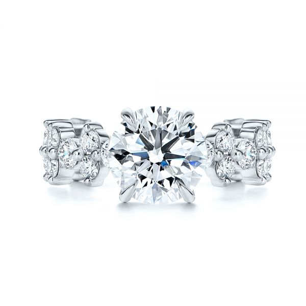  Platinum Cluster Diamond Engagement Ring - Top View -  106270 - Thumbnail