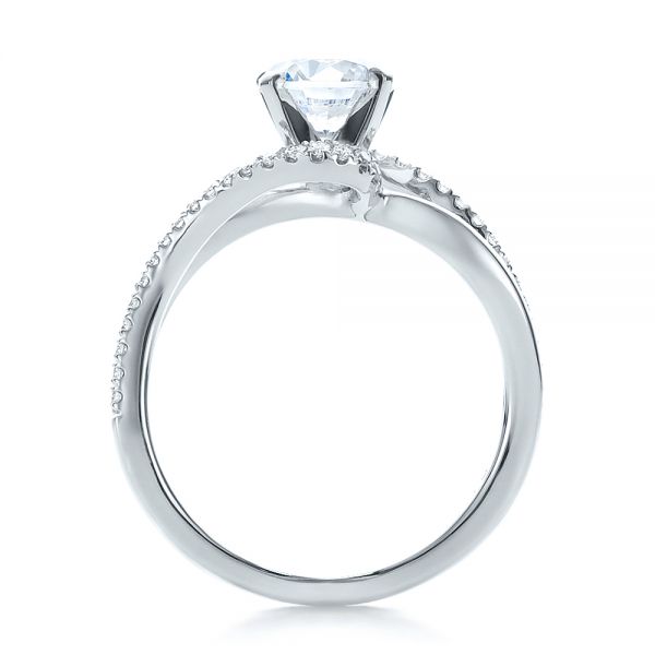 14k White Gold Contemporary Wrapped Split Shank Diamond Engagement Ring - Front View -  100402