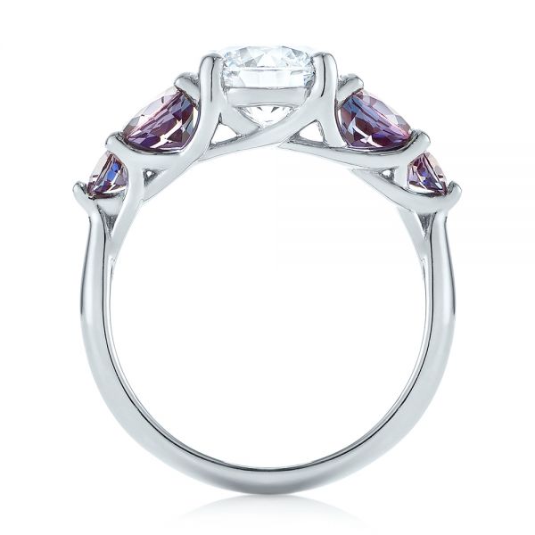  Platinum Custom Alexandrite And Diamond Five Stone Engagement Ring - Front View -  104691