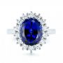  Platinum Custom Blue Sapphire And Diamond Engagement Ring - Top View -  103055 - Thumbnail