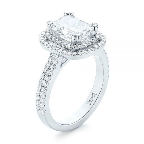 Custom Diamond Double Halo Engagement Ring - Image