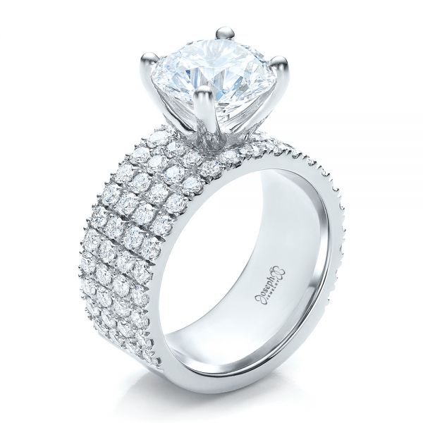  Platinum Custom Diamond Engagement Ring - Three-Quarter View -  100102