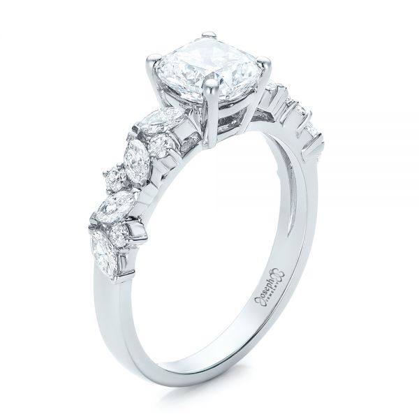  Platinum Custom Diamond Engagement Ring - Three-Quarter View -  102092