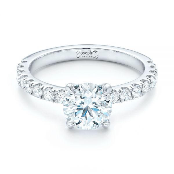 18k White Gold Custom Diamond Engagement Ring - Flat View -  103235