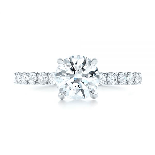 18k White Gold Custom Diamond Engagement Ring - Top View -  103235