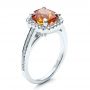  Platinum Custom Diamond And Orange Sapphire Engagement Ring - Three-Quarter View -  1452 - Thumbnail
