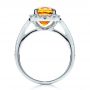  Platinum Custom Diamond And Orange Sapphire Engagement Ring - Front View -  1452 - Thumbnail