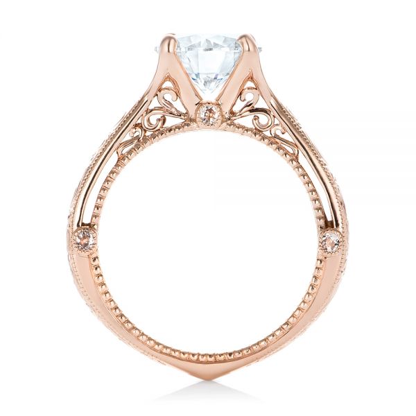 14k Rose Gold Custom Diamond Engagement Ring - Front View -  102777