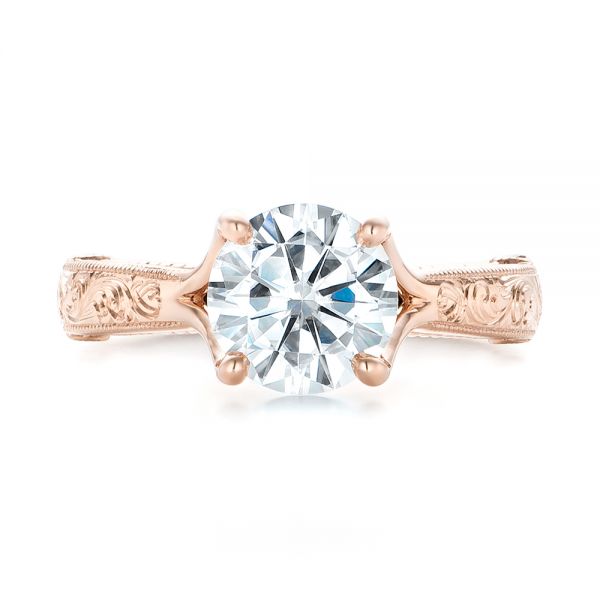 14k Rose Gold Custom Diamond Engagement Ring - Top View -  102777