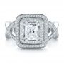 18k White Gold Custom Double Halo Diamond Engagement Ring - Top View -  100598 - Thumbnail