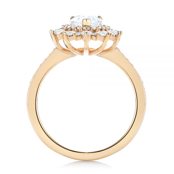 14k Yellow Gold Custom Double Halo Diamond Engagement Ring - Front View -  103825