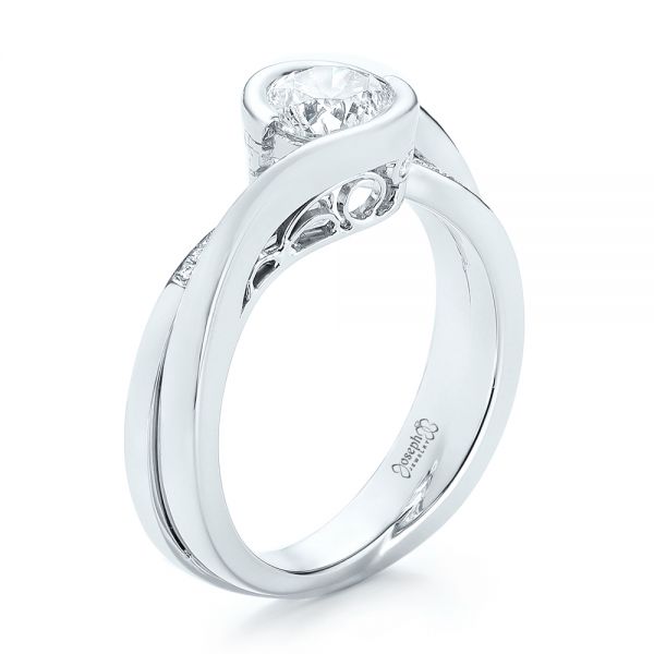 Custom Engagement Ring and Diamond Jacket Wedding Band - Image