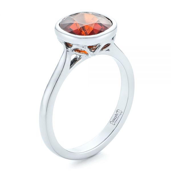Custom Garnet Solitaire Engagement Ring - Image