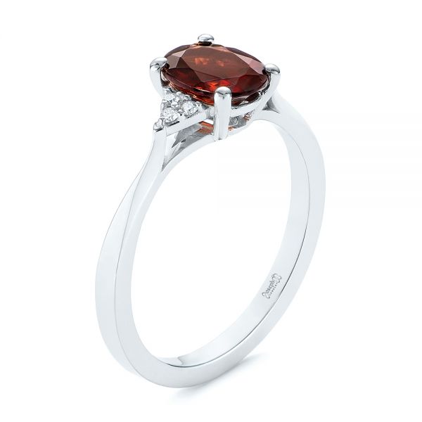 Custom Garnet and Diamond Cluster Engagement Ring - Image